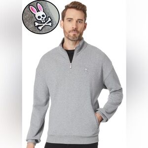 Psycho Bunny Yorkville Relaxed Fit Fleece Half Zip Pullover Sweatshirt Small